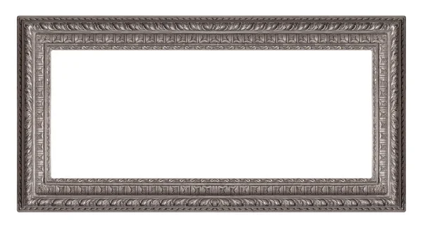 Panoramic Silver Frame Paintings Mirrors Photo Isolated White Background Design — Stock Photo, Image