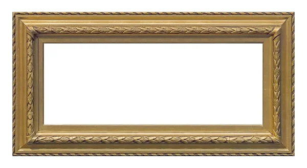 Panoramic Golden Frame Paintings Mirrors Photo Isolated White Background — Stock Photo, Image