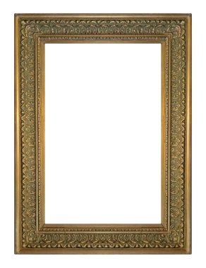 Beyaz arkaplanda izole edilmiş resimler, aynalar veya fotoğraf için altın çerçeve