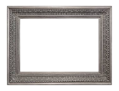 Beyaz arkaplanda izole edilmiş resimler, aynalar veya fotoğraf için gümüş çerçeve