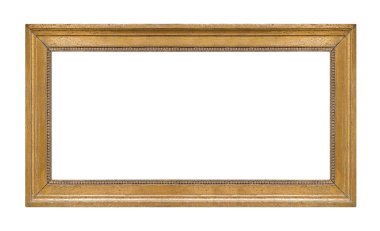 Beyaz arkaplanda izole edilmiş resimler, aynalar veya fotoğraf için panoramik altın çerçeve