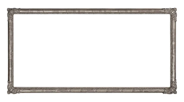 Panoramic Silver Frame Paintings Mirrors Photo Isolated White Background Design — Stock Photo, Image