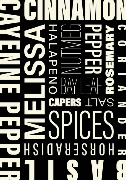 Graphic Concept Names Spices Cooking Word Cloud — Stock Vector