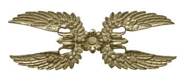 Bronz mitolojik kanatlar beyaz arka plan üzerinde izole