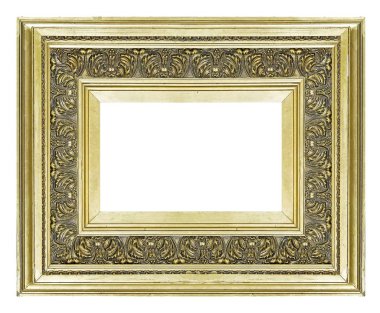 Beyaz arkaplanda izole edilmiş resimler, aynalar veya fotoğraf için altın çerçeve