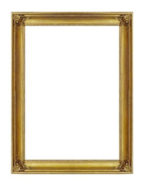 Beyaz arkaplanda izole edilmiş resimler, aynalar veya fotoğraf için altın çerçeve