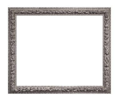 Beyaz arkaplanda izole edilmiş resimler, aynalar veya fotoğraf için gümüş çerçeve