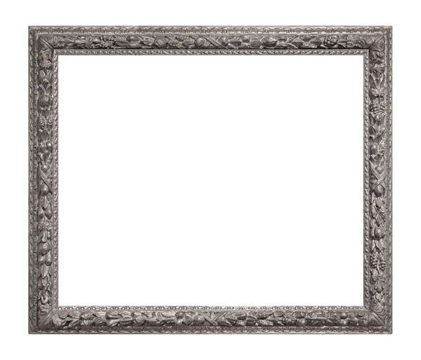 Zilveren Frame Voor Schilderijen Spiegels Foto Geïsoleerd Witte Achtergrond — Stockfoto