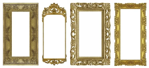 Goldener Panoramarahmen Für Gemälde Spiegel Oder Fotos Isoliert Auf Weißem — Stockfoto