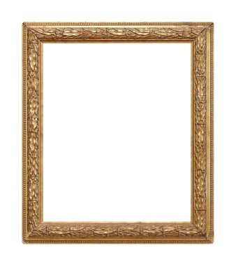 Beyaz arkaplanda izole edilmiş resimler, aynalar veya fotoğraf için altın çerçeve