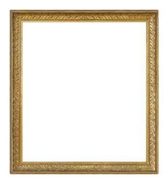 Beyaz arkaplanda izole edilmiş resimler, aynalar veya fotoğraf için altın çerçeve