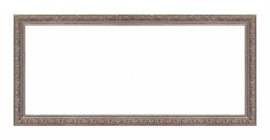 Beyaz arkaplanda izole edilmiş resimler, aynalar veya fotoğraf için panoramik gümüş çerçeve