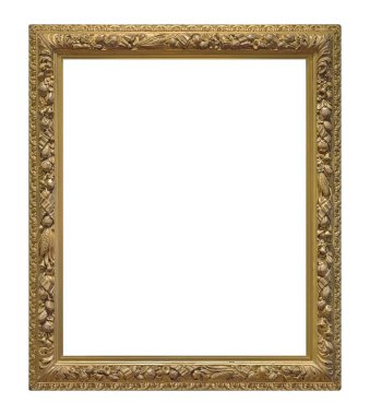 Beyaz arkaplanda izole edilmiş resimler, aynalar veya fotoğraf için altın çerçeve