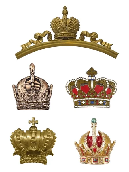 Set Crowns Isolated White Background — Stock Photo, Image