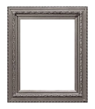 Beyaz arkaplanda izole edilmiş resimler, aynalar veya fotoğraf için gümüş çerçeve