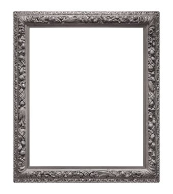 Beyaz arkaplanda izole edilmiş resimler, aynalar veya fotoğraf için gümüş çerçeve