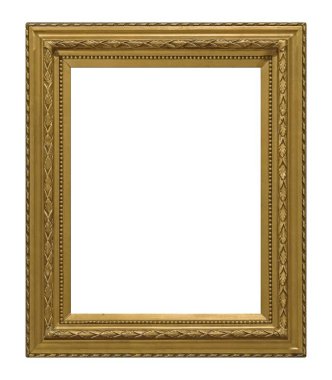 Beyaz arkaplanda izole edilmiş resimler, aynalar veya fotoğraf için altın çerçeve