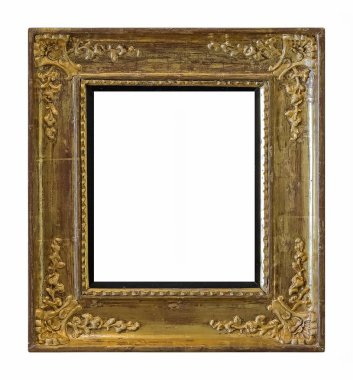 Beyaz arkaplanda izole edilmiş resimler, aynalar veya fotoğraf için altın çerçeve