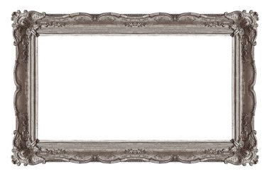 Beyaz arka planda izole edilmiş resimler, aynalar ya da fotoğraf için gümüş çerçeve. Kırpma yolu ile tasarım ögesi