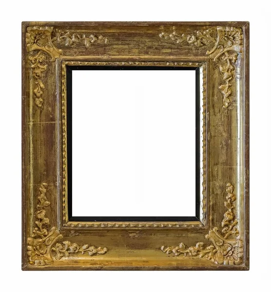 Beyaz arkaplanda izole edilmiş resimler, aynalar veya fotoğraf için altın çerçeve