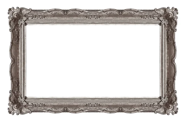 Zilveren Frame Voor Schilderijen Spiegels Foto Geïsoleerd Witte Achtergrond Ontwerpelement — Stockfoto