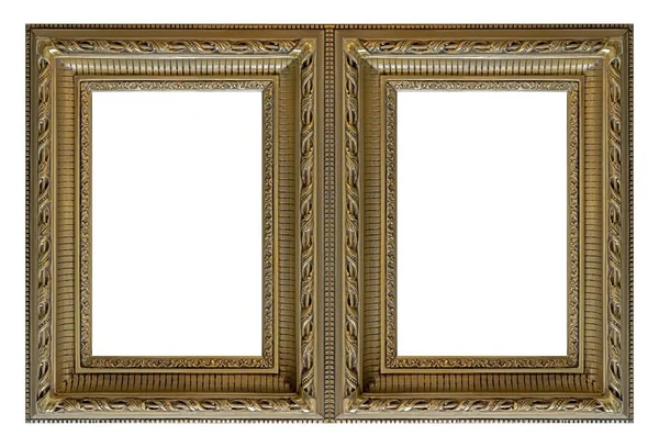 Διπλό Χρυσό Πλαίσιο Δίπτυχο Για Πίνακες Καθρέφτες Φωτογραφίες Που Απομονώνονται — Φωτογραφία Αρχείου
