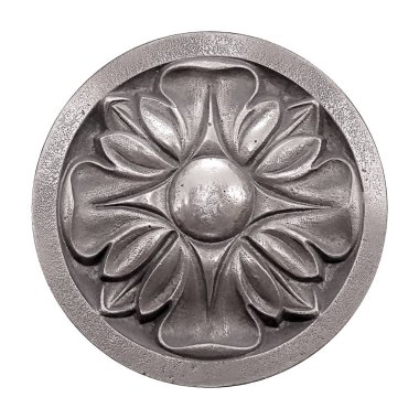 Beyaz arka plan üzerinde izole çiçek desenli gümüş dekoratif öğe