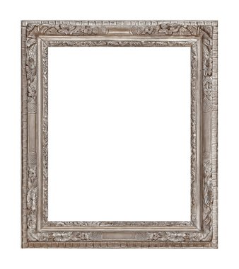 Beyaz arkaplanda izole edilmiş resimler, aynalar veya fotoğraf için gümüş çerçeve