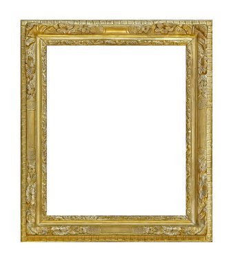 Beyaz arkaplanda izole edilmiş resimler, aynalar veya fotoğraf için altın çerçeve