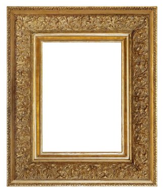 Beyaz arkaplanda izole edilmiş resimler, aynalar veya fotoğraf için altın çerçeve