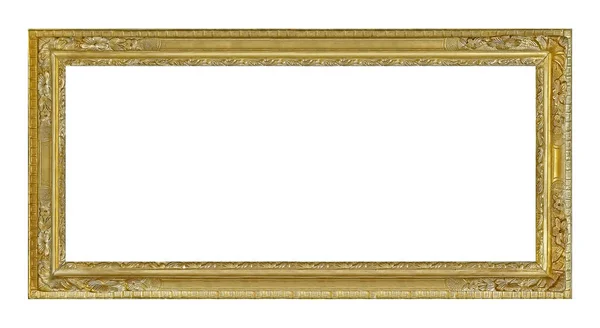 Panoramic Golden Frame Paintings Mirrors Photo Isolated White Background Stock Photo