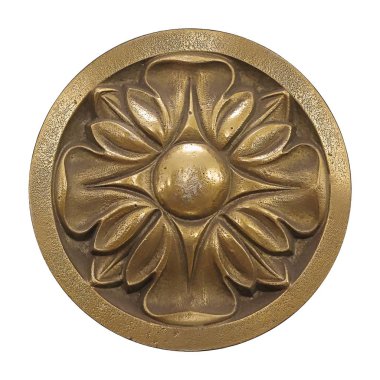 Beyaz arkaplanda izole edilmiş çiçek desenli altın dekoratif element