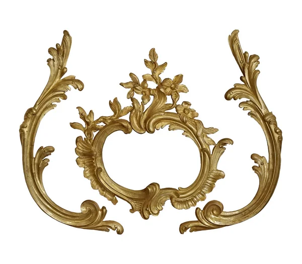 Tablolar, aynalar veya beyaz arka planda izole edilmiş fotoğraf için altın çerçeve. Kırpma yolu ile tasarım ögesi