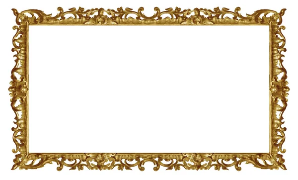 Goldener Rahmen Für Gemälde Spiegel Oder Fotos Isoliert Auf Weißem — Stockfoto