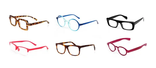 Conjunto Óculos Isolados Fundo Branco Para Aplicação Retrato — Fotografia de Stock