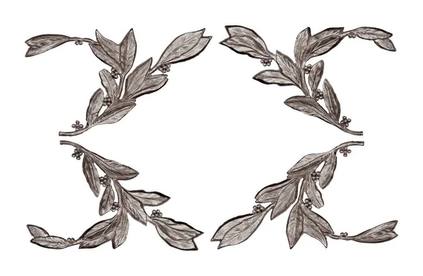 Silver decorative element with floral pattern isolated on white background. Design element with clipping path