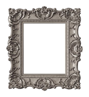 Beyaz arka planda izole edilmiş resimler, aynalar ya da fotoğraf için gümüş çerçeve. Kırpma yolu ile tasarım ögesi