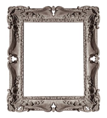 Beyaz arka planda izole edilmiş resimler, aynalar ya da fotoğraf için gümüş çerçeve. Kırpma yolu ile tasarım ögesi