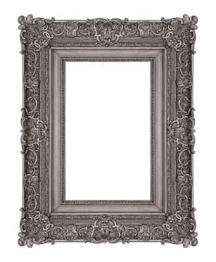 Beyaz arka planda izole edilmiş resimler, aynalar ya da fotoğraf için gümüş çerçeve. Kırpma yolu ile tasarım ögesi