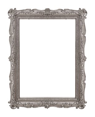 Beyaz arka planda izole edilmiş resimler, aynalar ya da fotoğraf için gümüş çerçeve. Kırpma yolu ile tasarım ögesi