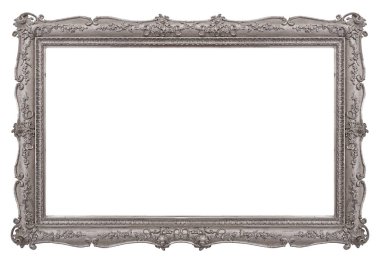Beyaz arka planda izole edilmiş resimler, aynalar ya da fotoğraf için gümüş çerçeve. Kırpma yolu ile tasarım ögesi