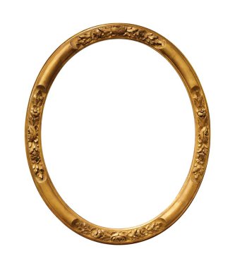 Beyaz arkaplanda izole edilmiş resimler, aynalar veya fotoğraf için altın çerçeve