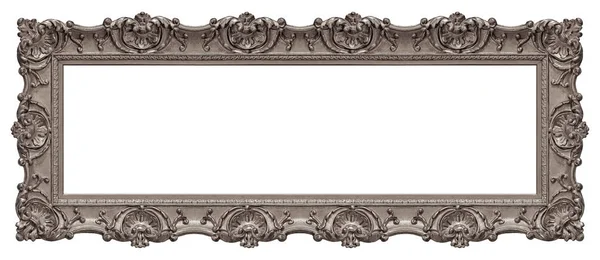 Panoramic Silver Frame Paintings Mirrors Photo Isolated White Background Design — Stock Photo, Image