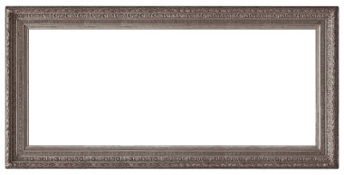 Beyaz arka planda izole edilmiş resimler, aynalar veya fotoğraf için panoramik gümüş çerçeve. Kırpma yolu ile tasarım ögesi