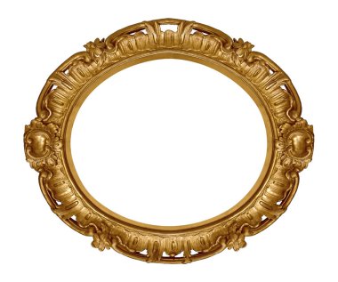 Tablolar, aynalar veya beyaz arka planda izole edilmiş fotoğraf için altın çerçeve. Kırpma yolu ile tasarım ögesi