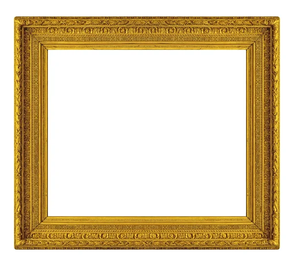 Zlatý Rám Pro Obrazy Zrcadla Nebo Fotografii Izolovanou Bílém Pozadí — Stock fotografie