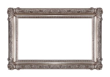 Beyaz arkaplanda izole edilmiş resimler, aynalar veya fotoğraf için gümüş çerçeve