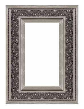 Beyaz arkaplanda izole edilmiş resimler, aynalar veya fotoğraf için gümüş çerçeve