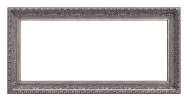Beyaz arkaplanda izole edilmiş resimler, aynalar veya fotoğraf için panoramik gümüş çerçeve