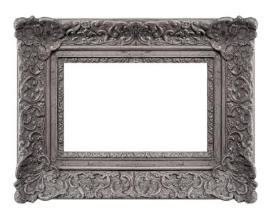 Beyaz arka planda izole edilmiş resimler, aynalar ya da fotoğraf için gümüş çerçeve. Kırpma yolu ile tasarım ögesi